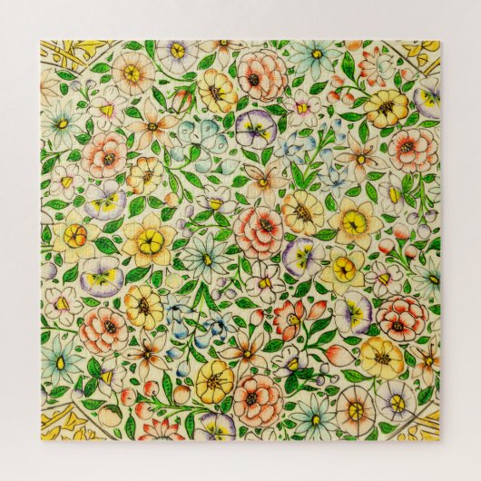 Traditionelles indisches Frühlingsblumendesign Puzzle (Vertikal)
