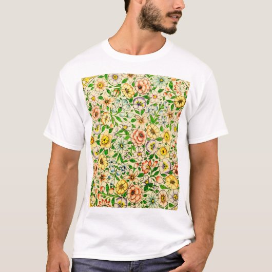 Traditionelles indisches Frühlingsblumendesign T-Shirt (Vorderseite)