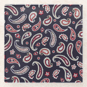 Traditionelles indisches Paisley, Marinemuster. Glasuntersetzer