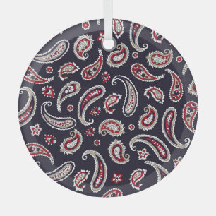 Traditionelles indisches Paisley, Marinemuster. Ornament Aus Glas