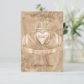 Traditionelles irisches Claddagh Ring Kleeblatt &  Save The Date (Stehend Vorderseite)