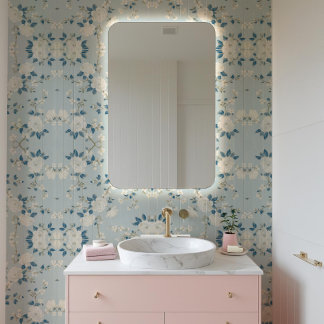 Traditionelles japanisches Blumenblau & Gold Vinta Tapete