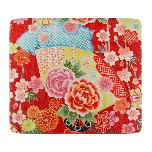 Traditionelles japanisches Blumengelb Schneidebrett (Vorderseite)