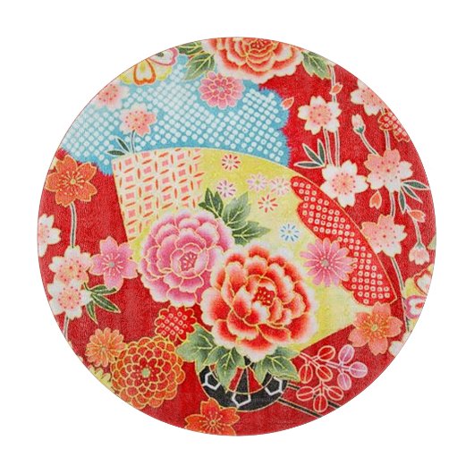 Traditionelles japanisches Blumengelb Schneidebrett (Vorderseite)