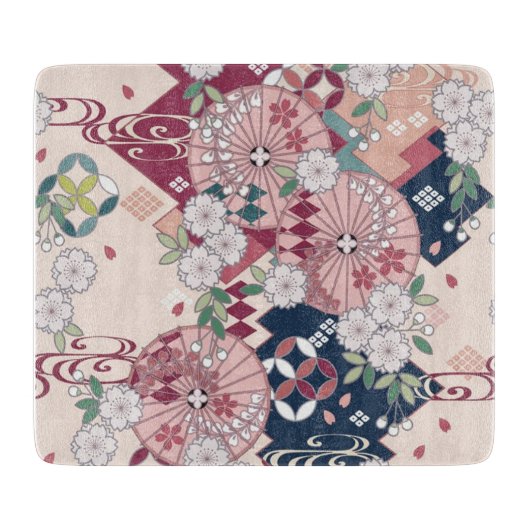Traditionelles japanisches Blumenglas Sakura Pink  Schneidebrett (Vorderseite)