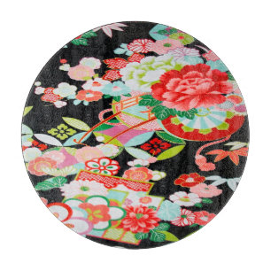 Traditionelles japanisches Blumenglas Schwarzer Bl Schneidebrett