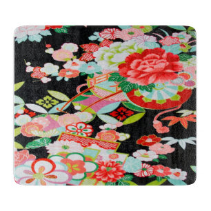 Traditionelles japanisches Blumenglas Schwarzer Bl Schneidebrett