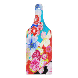 Traditionelles japanisches Blumenrosa Blaues Rotes Schneidebrett