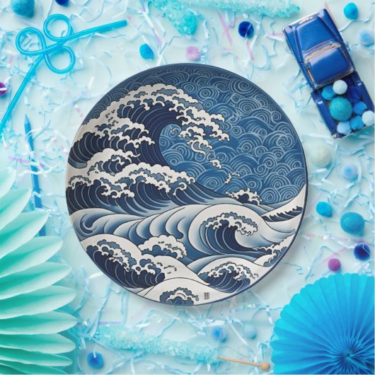 Traditionelles japanisches Design der Great Wave K Pappteller (Party)
