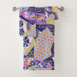 Traditionelles japanisches Geisha-Fans Kunsthandtu Badhandtuch Set