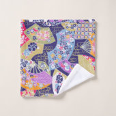 Traditionelles japanisches Geisha-Fans Kunsthandtu Badhandtuch Set (Waschlappen)