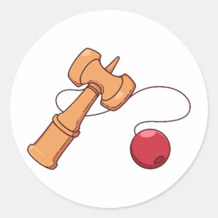 Traditionelles japanisches Kendama-Holzteile-Stick Runder Aufkleber