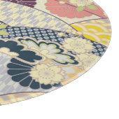 Traditionelles japanisches Kimono Blume Glas Schneidebrett (Ecke)