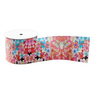 Traditionelles japanisches Kimono Floral Pink Blau Ripsband