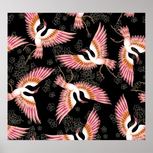 Traditionelles japanisches Kimono Motifs-Muster Poster (Vorne)