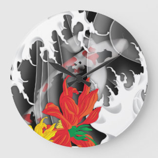 Traditionelles japanisches Koi unter Wasser Große Wanduhr