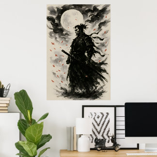 Traditionelles japanisches Samurai-Krieger-Poster Poster