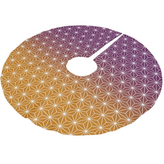 Traditionelles japanisches Star-Muster rot und Lil Polyester Weihnachtsbaumdecke (Schrägansicht)