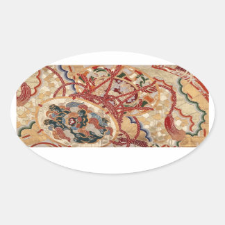 Traditionelles japanisches Stoffdesign Oval Sticke Ovaler Aufkleber