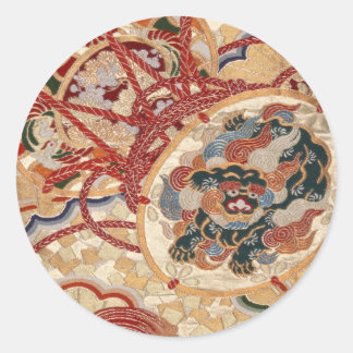 Traditionelles japanisches Stoffdesign Runder Aufkleber