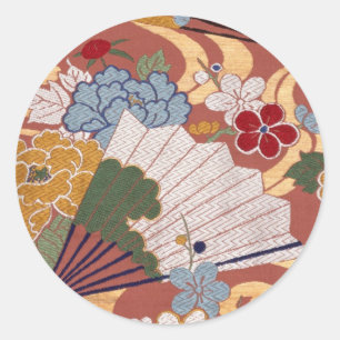 Traditionelles japanisches Stoffdesign Runder Aufkleber