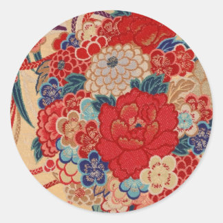 Traditionelles japanisches Stoffdesign Runder Aufkleber