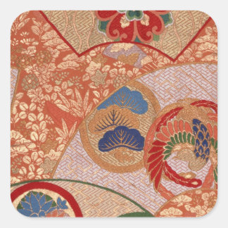 Traditionelles japanisches Stoffdesign Square Stic Quadratischer Aufkleber
