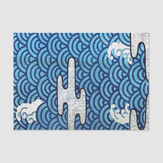 Traditionelles japanisches Wellenmuster Seidenpapier (Vorderseite)