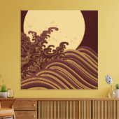Traditionelles japanisches Wellenmuster und Mondmu Leinwanddruck (Insitu (Wohnzimmer))
