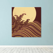 Traditionelles japanisches Wellenmuster und Mondmu Leinwanddruck (Insitu (Holzboden))