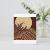 Traditionelles japanisches Wellenmuster und Mondmu Postkarte (Stehend Vorderseite)