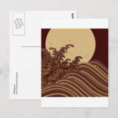 Traditionelles japanisches Wellenmuster und Mondmu Postkarte (Vorne/Hinten)