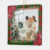 Traditionelles Kariert & Poinsettia Weihnachtsfest Keramikornament (Links)