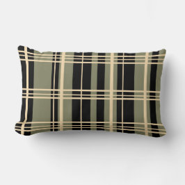 Traditionelles Kariert Schwarz, Buttercreme, Sage Lendenkissen