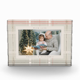 Traditionelles Kariertes Beige Weihnachtsgeschenk Fotoblock