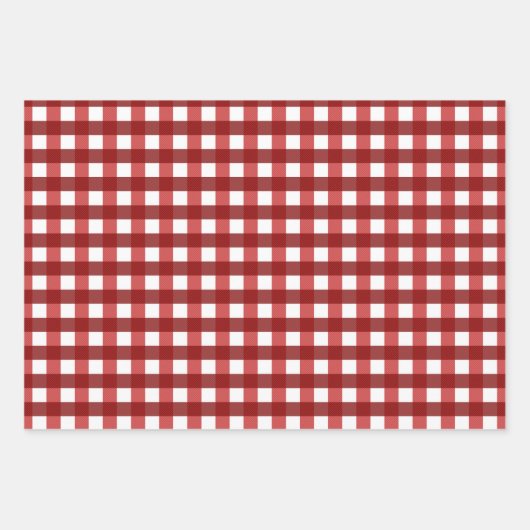 Traditionelles kariertes Gingham Gittermuster Geschenkpapier Set (Vorderseite 3)