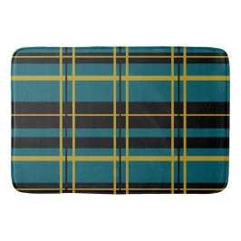 Traditionelles Kariertes Schwarz, Buttercreme, Dun Badematte