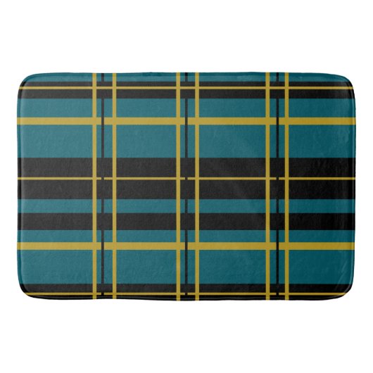 Traditionelles Kariertes Schwarz, Buttercreme, Dun Badematte (Vorderseite)