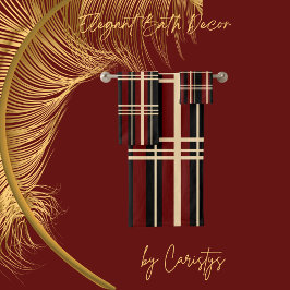 Traditionelles Kariertes Schwarz, Buttercreme, Dun Badhandtuch Set