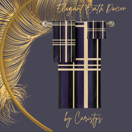 Traditionelles Kariertes Schwarz, Buttercreme, Dun Badhandtuch Set