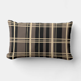 Traditionelles Kariertes Schwarz, Buttercreme, Dun Lendenkissen