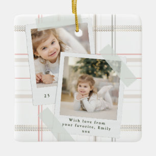 Traditionelles Karo 2 Foto Datum Andenken Weihnach Keramikornament