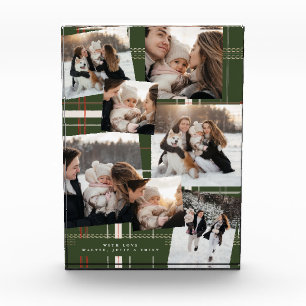 Traditionelles Karo-Cozy Grün Weihnachtsgeschenk 8 Fotoblock