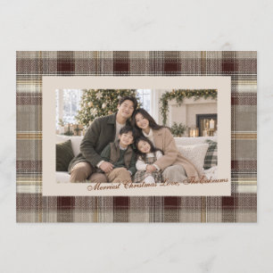 Traditionelles Karo Nostalgisches Tartan Familienf Feiertagskarte