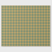 Traditionelles Karomuster Teal Grün und Senf Geschenkpapier (Flach)