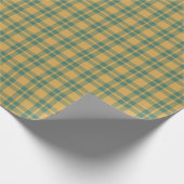 Traditionelles Karomuster Teal Grün und Senf Geschenkpapier (Ecke)