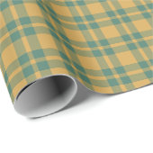Traditionelles Karomuster Teal Grün und Senf Geschenkpapier (Rolleneckpunkt)