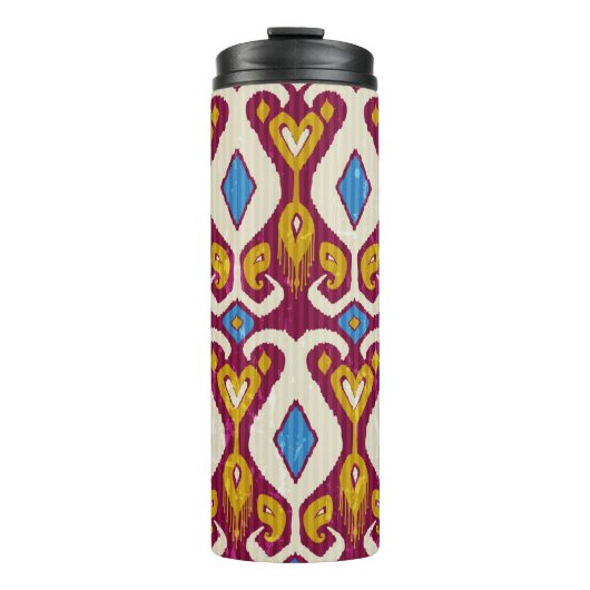 Traditionelles Kat-Gewebe nahtlos Muster Thermosbecher (Vorderseite)