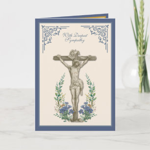 Traditionelles katholische Beileidsschrift Kreuz  Karte