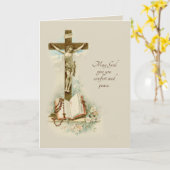 Traditionelles katholisches Beileid Condolence Cru Karte (Gelbe Blume)